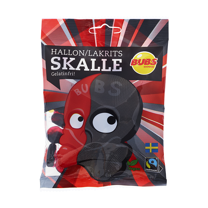 BUBS Mini Raspberry-Liquorice Skulls 90g