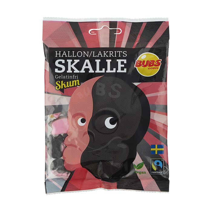 BUBS Mini Raspberry-Liquorice Foam Skulls 90g