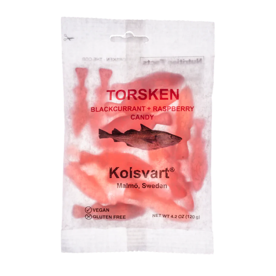 Kolsvart Swedish Fish "Torsken" Blackcurrant & Raspberry 120g